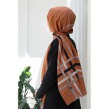 100% İPEK BANT DESENLİ TABA RENKLİ ŞAL