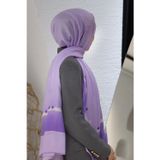 %100 İpek Çiçek Desenli Lila Renkli 92x210 Şal