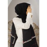%100 İpek Çiçek Desenli Siyah Renkli 92x210 Şal