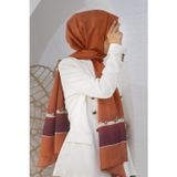 %100 İpek Çiçek Desenli Taba Renkli 92x210 Şal
