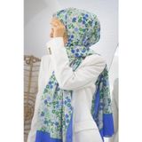 %100 İpek Çıtır Çiçek Desenli Saks Renkli 92x210 Şal