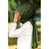 %100 İpek Degradeli Ve Monogram Desenli Haki - Gold Renkli 92x210 Şal