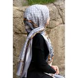 %100 İpek Dokuma Çiçek Desenli Gümüş - Gri Renkli 92x210 Şal