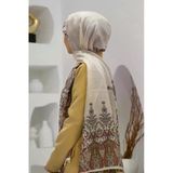%100 İpek Etnik Desenli Krem Renkli 92x210 Şal