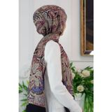 %100 İpek Etnik Desenli Siyah Renkli 92x210 Şal