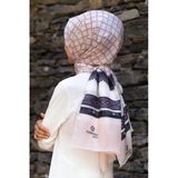 %100 İpek Etnik Desenli Somon - Krem Renkli 92x210 Şal