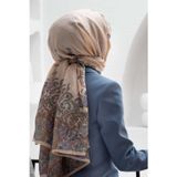 %100 İpek Etnik Desenli Somon Renkli 92x210 Şal