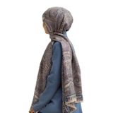 %100 İPEK ETRO DESENLİ BEJ - MÜRDÜM RENKLİ ŞAL