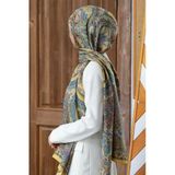 100% İpek Etro Desenli Gold - Mor Renkli 92x210 Şal