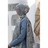 100% İpek Etro Desenli Gri Renkli 92x210 Şal