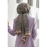 100% İPEK ETRO DESENLİ SOMON RENKLİ ŞAL