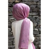 %100 İpek Geometrik Desenli Pembe - Bordo Renkli 92x210 Şal