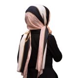 100% İPEK GEOMETRİK DESENLİ PUDRA - SİYAH RENKLİ ŞAL