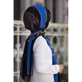 100% İPEK GEOMETRİK DESENLİ SAKS - SİYAH RENKLİ ŞAL