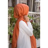 %100 İpek Geometrik Desenli Taba - Siyah Renkli 92x210 Şal
