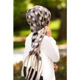 100% İPEK KEMER DESENLİ FÜME - SİYAH RENKLİ ŞAL