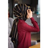 100% İPEK KEMER DESENLİ SİYAH - GOLD RENKLİ ŞAL