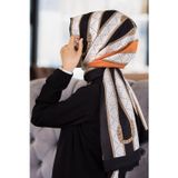 100% İPEK KEMER DESENLİ TABA - SİYAH RENKLİ ŞAL
