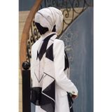 100% İPEK MERMER DESENLİ SİYAH - KREM RENKLİ ŞAL