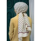 %100 İpek Minik Motif Desenli Krem Renkli 92x210 Şal