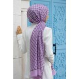 %100 İpek Minik Motif Desenli Pembe Renkli 92x210 Şal
