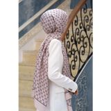%100 İpek Minik Motif Desenli Pudra Renkli 92x210 Şal