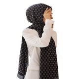 %100 İpek Minik Motif Desenli Siyah - Siyah Renkli 92x210 Şal