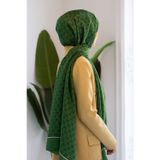 %100 İpek Minik Motif Desenli Zümrüt Yeşili Renkli 92x210 Şal