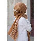%100 İpek Monogram Desenli Gold - Beyaz Renkli 92x210 Şal