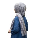 %100 İpek Monogram Desenli Gümüş - Gri Renkli 92x210 Şal