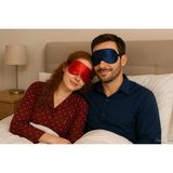 %100 Ipek Saten Uyku Maskesi ,göz Bandı, 2li Set, Uyku Bandı, Yoga Bandı - Kırmızı - Lacivert