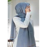 %100 İPEK ZİNCİR DESENLİ İNDİGO - LACİVERT RENKLİ ŞAL