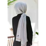 %100 İPEK ZİNCİR DESENLİ KREM - SİYAH RENKLİ ŞAL