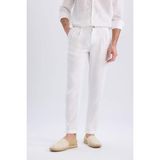 %100 Keten Normal Kesim Crop Duble Paça Yazlık Kumaş Pantolon