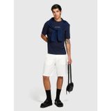 %100 Keten Slim Fit Bermuda Şort Erkek Beyaz Şort