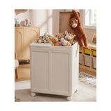 100 L Iki Bölmeli Kirli Çamaşır Sepeti, Tekerlekli, Katlanabilir, Kapaklı, Hava Alabilen, Çamaşır Düzenleyici, Krem - 00-Siyah - Beyaz