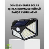100 Led Solar Lamba Hareket Algılamalı Bahçe Duvar Dış Mekan Aydınlatma P197014s8245