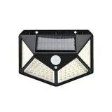 100 Led'li Güneş Enerjili Solar Duvar Apliği - 1200 Lümen Hareket Sensörlü 3 Modlu Bahçe Aydınlatması, Duvar Armatürü Ip65 Su Geçirmez, 270° Geniş Açı, Siyah [Enerji Sınıfı A+]