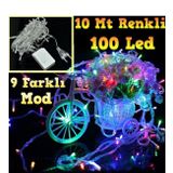 100 Ledli Renkli 5 Fonksiyonlu 10 Mt Led Yılbaşı Ağaç Süsü Sarkıt Işık Led Işık Ağaç Süsleme