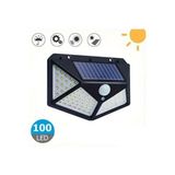 100 Ledli Solar Lamba Beyaz Led Işık Güneş Enerjili Yazlık Bahçe Duvar Kapı Aydınlatma Aplik Lambası