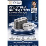 100 Lü Çift Taraflı Yağlı Yaprak Tıraş Jileti Seti 10X10 Yaprak Ustura Bıçağı 723591 - Çok Renkli