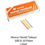 100 Lü Renkli Tebeşir 10 Paket 1 Koli - Karışık-Çok Renkli