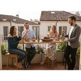 %100 Masif Ahşap Balkon Masası Çift Kat Vernikli | Kahve Köşesi, Yemek Masası, Oturma Odası - 140x40cm