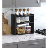 %100 Mdf - 40 cm Suba Home Tezgah Üstü Siyah Şık Baharatlık Masa Üstü Düzenleyici Banyo Rafı