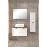 %100 Mdf - 80 cm Aren Banyo Dolabı + 30 cm Aren Boy Dolabı - Beyaz