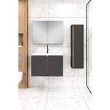 %100 Mdf - 80 cm Lavina Banyo Dolabı + 30 cm Lavina Boy Dolabı - Antrasit