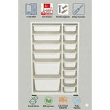 %100 Mdf Gövde Kolay Minifix Bağlantı 14 Çekmece Çok Amaçlı Oyuncak Dolabı - 14 Sepetli Beyaz Dolap