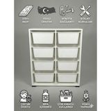 %100 Mdf Gövde Kolay Minifix Bağlantı 8 Çekmeceli Çok Amaçlı Oyuncak Dolabı - 8 Sepetli Beyaz Dolap