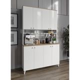 %100 Mdf Kahve Köşesi Mutfak Dolabı Kiler Dolabı Çok Amaçlı Dolap 8 Kapaklı Dolap - Beyaz - Meşe