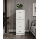 %100 Mdf Moriva 5 Çekmece Şifonyer Soft Beyaz 132 Cm-Animasyonlu